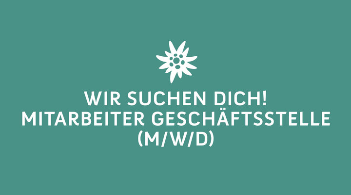 Wir suchen dich: Mitarbeiter Geschäftsstelle (m/w/d) weiße Schrift auf blauem Hintergrund | © DAV Heilbronn