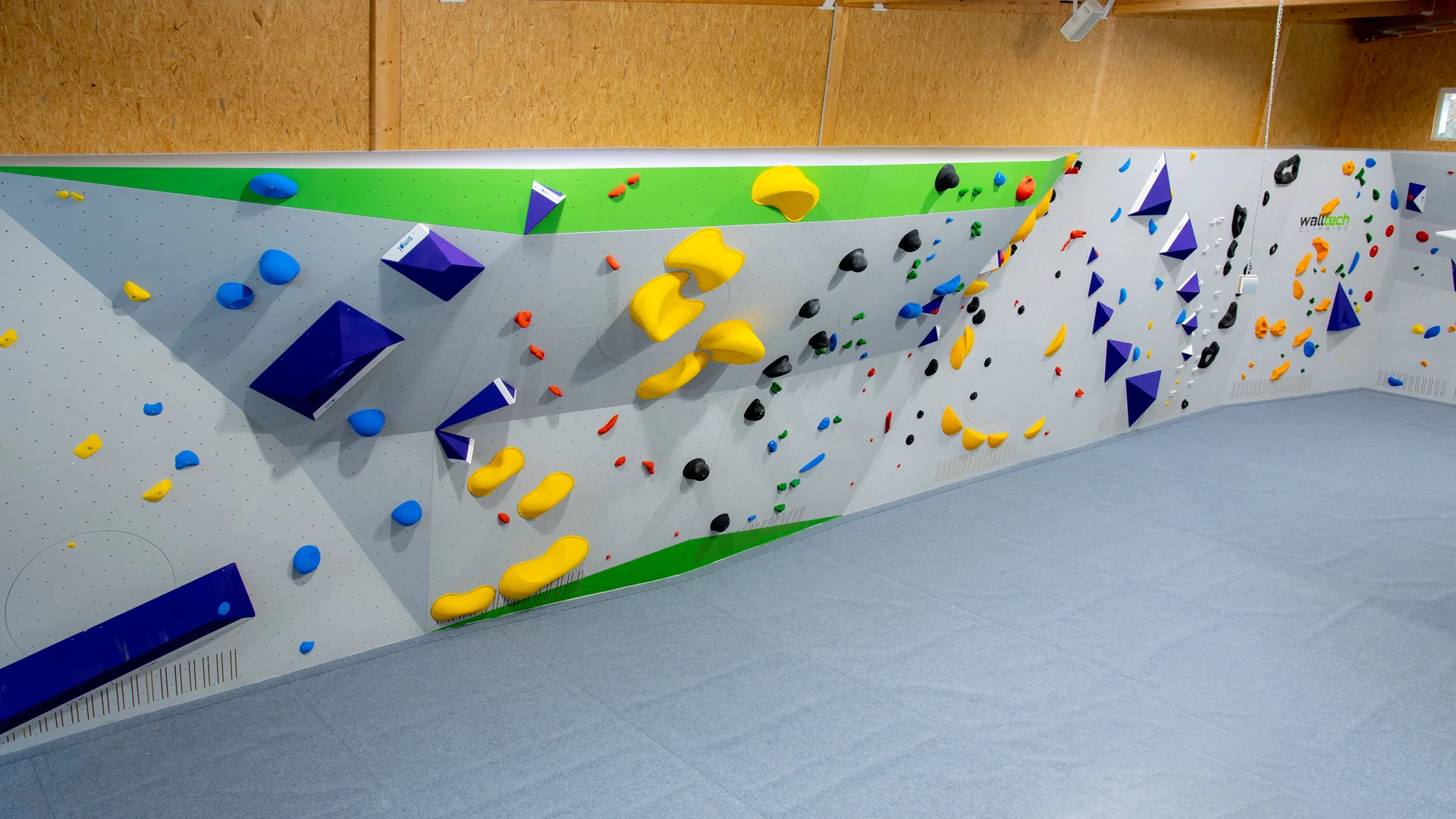 Ansicht der Routen an der Wettkampfwand von oben | © diekletterarena