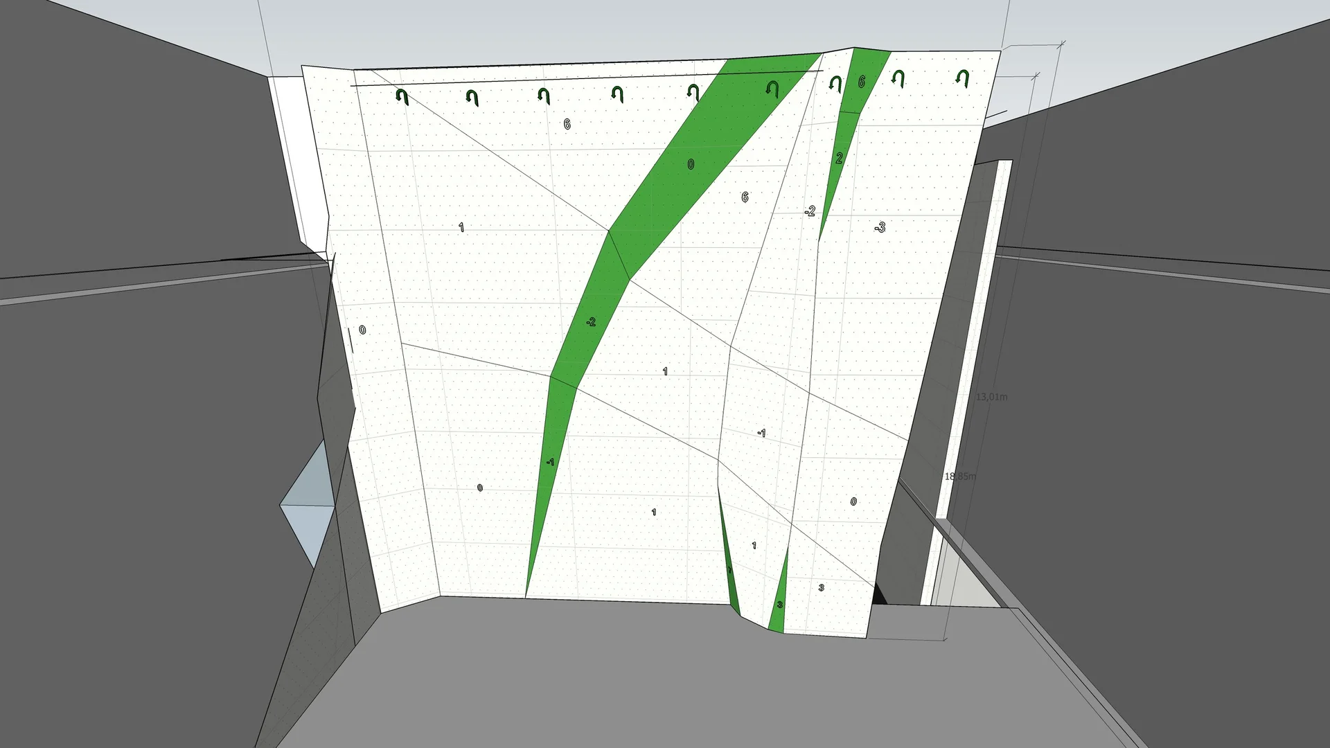 Planzeichnung einer Boulderwand | © diekletterarena